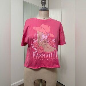 Social Culture Pink Nashville Tennessee Graphic Crop Tee Woman Size Medium
